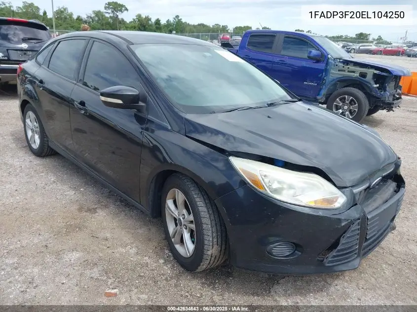 2014 Ford Focus Se VIN: 1FADP3F20EL104250 Lot: 42634643