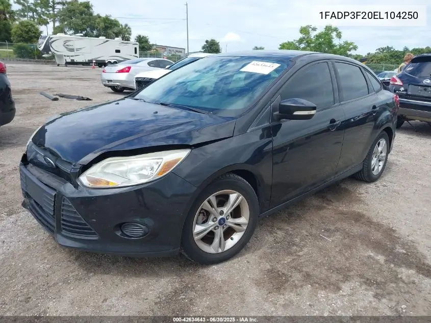 2014 Ford Focus Se VIN: 1FADP3F20EL104250 Lot: 42634643