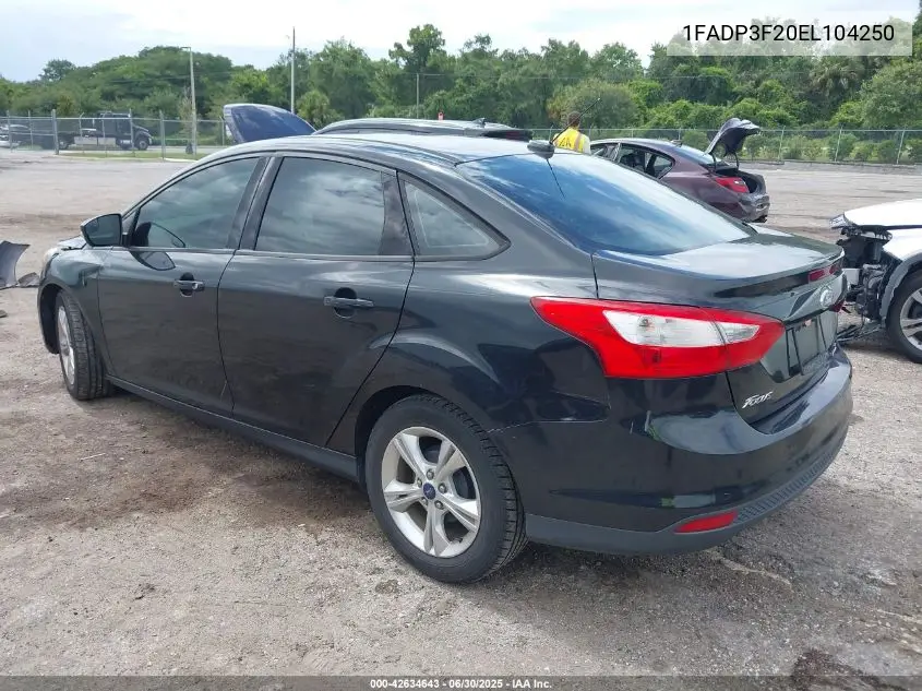 2014 Ford Focus Se VIN: 1FADP3F20EL104250 Lot: 42634643