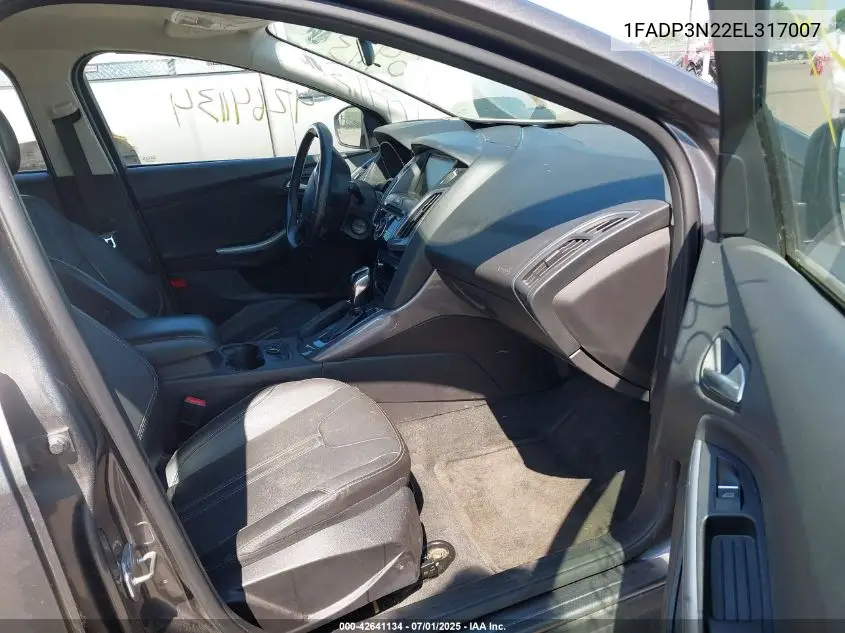 2014 Ford Focus Titanium VIN: 1FADP3N22EL317007 Lot: 42641134