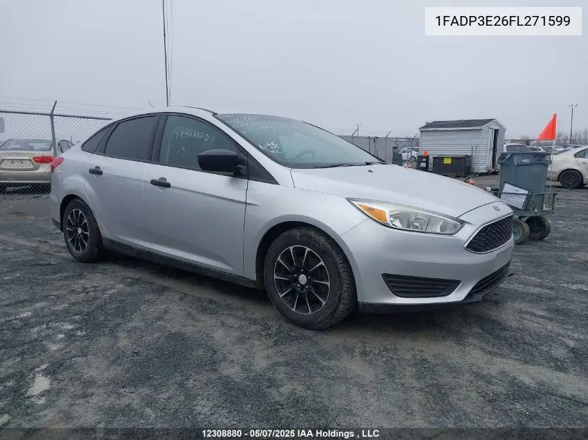 2015 Ford Focus S VIN: 1FADP3E26FL271599 Lot: 12308880