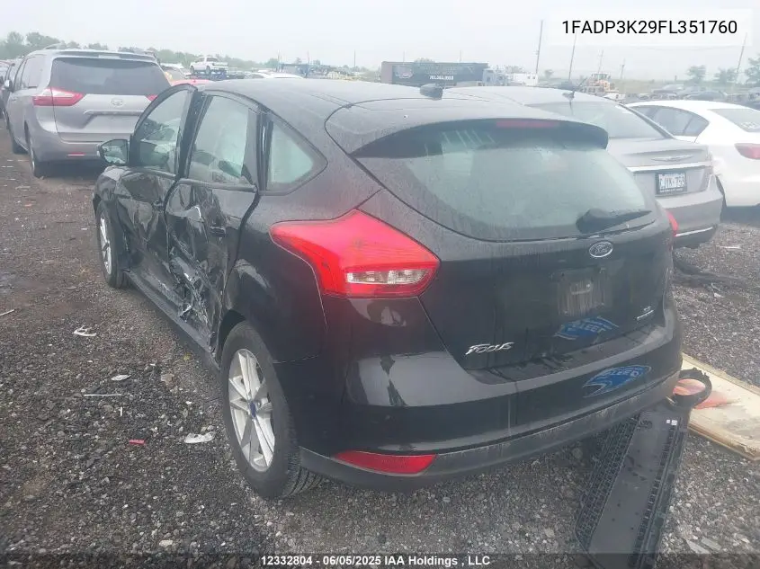 2015 Ford Focus Se VIN: 1FADP3K29FL351760 Lot: 12332804