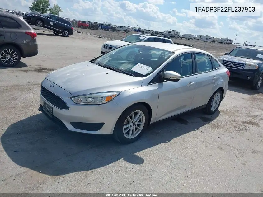 2015 Ford Focus Se VIN: 1FADP3F22FL237903 Lot: 42215191