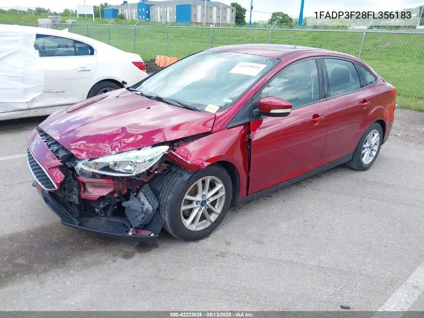 2015 Ford Focus Se VIN: 1FADP3F28FL356183 Lot: 42223026