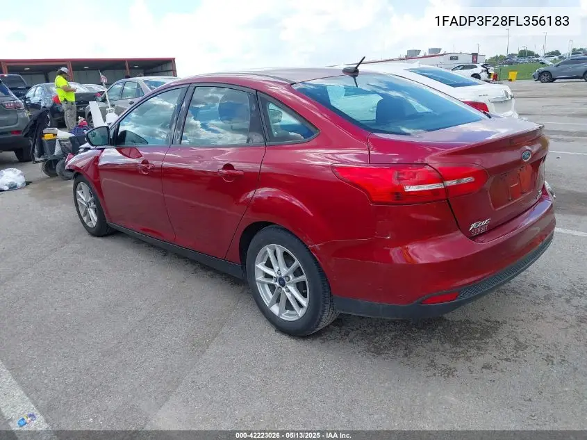 2015 Ford Focus Se VIN: 1FADP3F28FL356183 Lot: 42223026