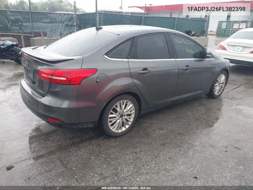 2015 Ford Focus Titanium VIN: 1FADP3J26FL382398 Lot: 42250224