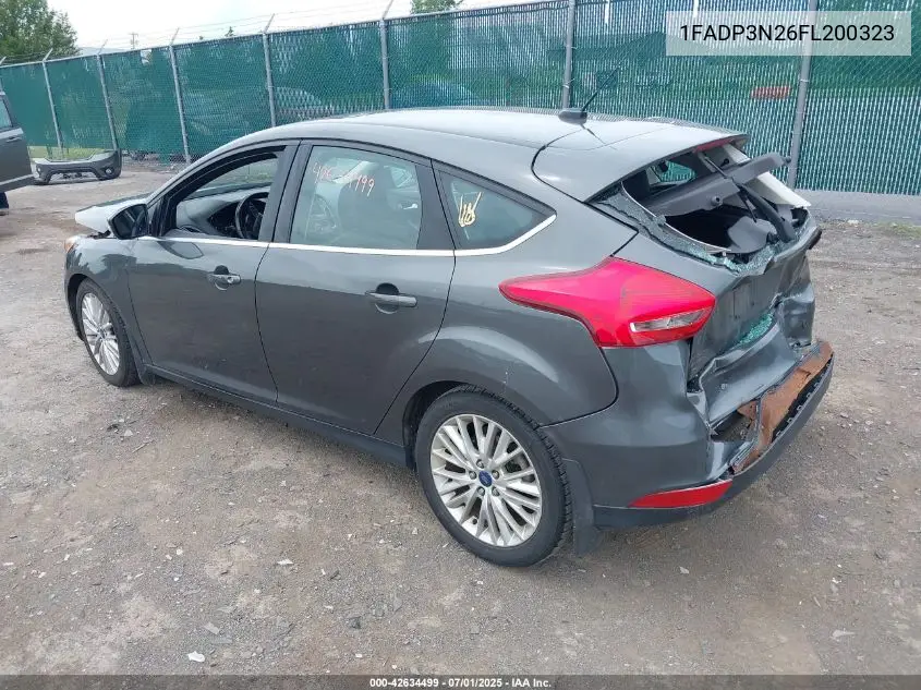 2015 Ford Focus Titanium VIN: 1FADP3N26FL200323 Lot: 42634499