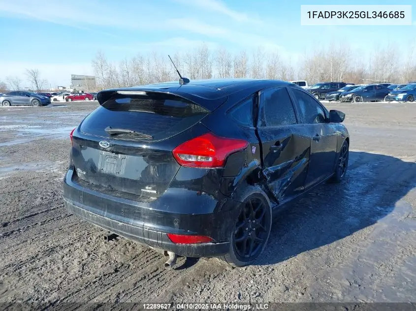 2016 Ford Focus Se VIN: 1FADP3K25GL346685 Lot: 12289627