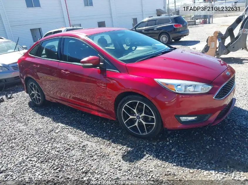 2016 Ford Focus Se VIN: 1FADP3F21GL232631 Lot: 41806588