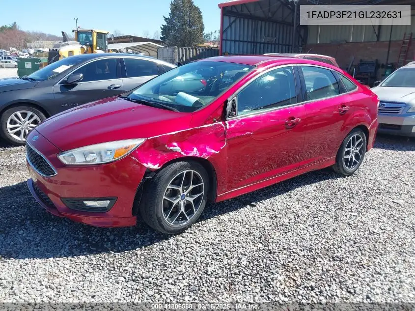 2016 Ford Focus Se VIN: 1FADP3F21GL232631 Lot: 41806588