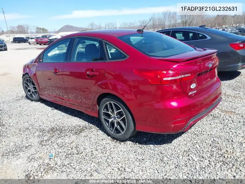 2016 Ford Focus Se VIN: 1FADP3F21GL232631 Lot: 41806588