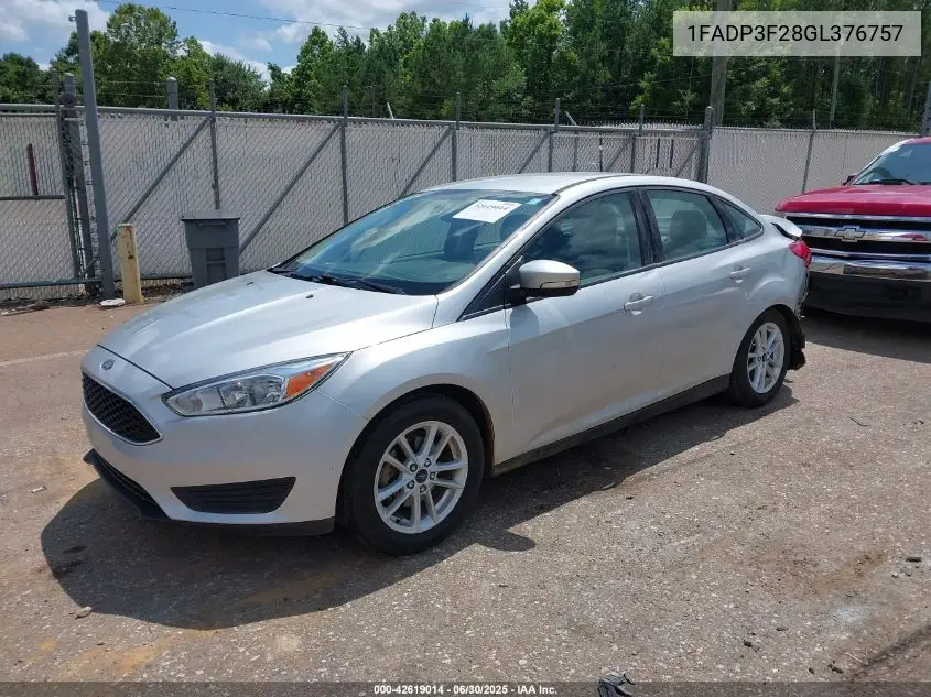 2016 Ford Focus Se VIN: 1FADP3F28GL376757 Lot: 42619014