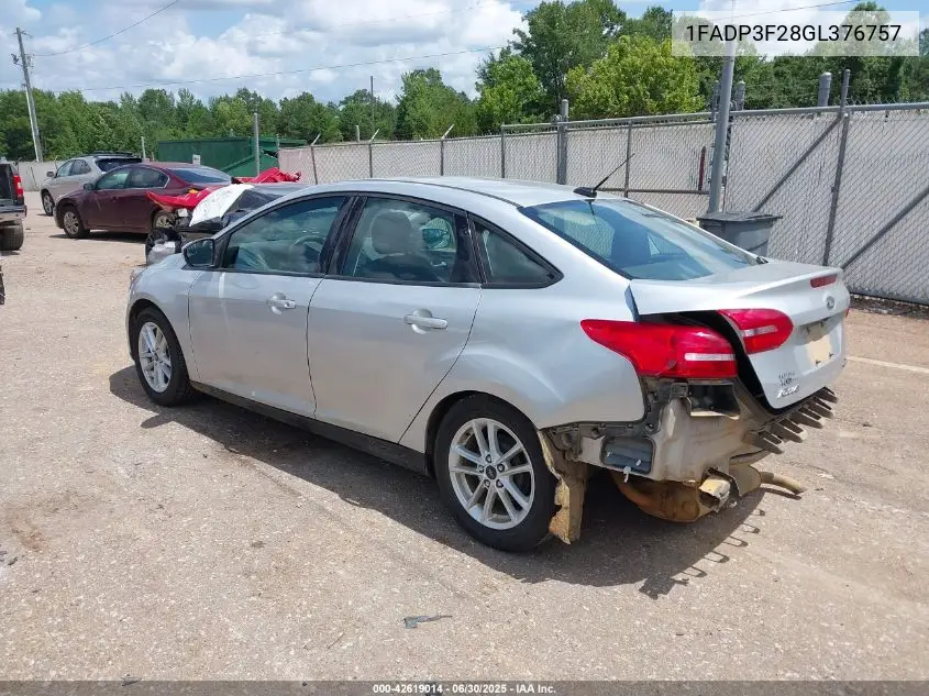 2016 Ford Focus Se VIN: 1FADP3F28GL376757 Lot: 42619014