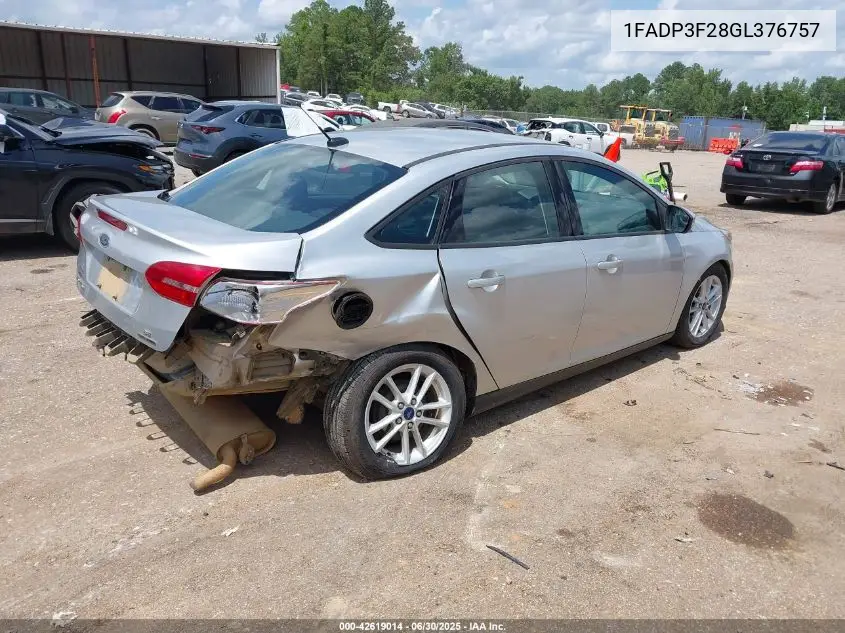 2016 Ford Focus Se VIN: 1FADP3F28GL376757 Lot: 42619014