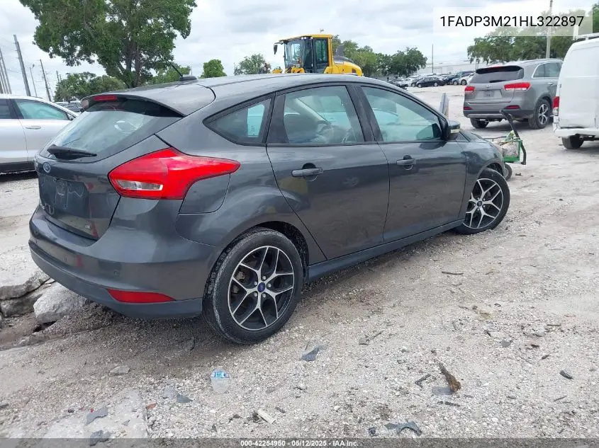 2017 Ford Focus Sel VIN: 1FADP3M21HL322897 Lot: 42254950
