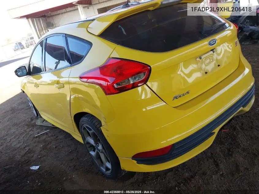 2017 Ford Focus St VIN: 1FADP3L9XHL206418 Lot: 42368813