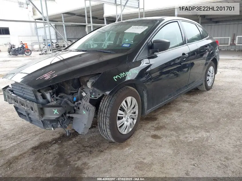 2017 Ford Focus S VIN: 1FADP3E22HL201701 Lot: 42592297