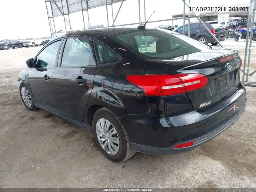 2017 Ford Focus S VIN: 1FADP3E22HL201701 Lot: 42592297