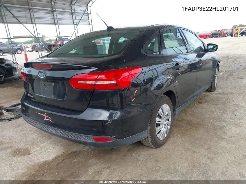 2017 Ford Focus S VIN: 1FADP3E22HL201701 Lot: 42592297