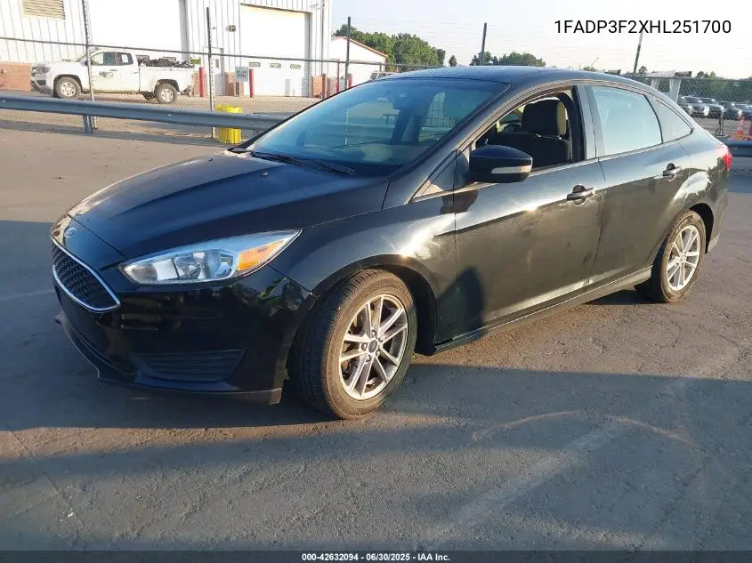2017 Ford Focus Se VIN: 1FADP3F2XHL251700 Lot: 42632094