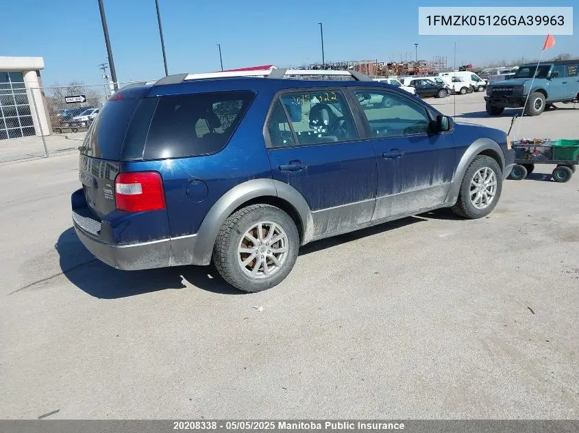 2006 Ford Freestyle Sel VIN: 1FMZK05126GA39963 Lot: 20208338