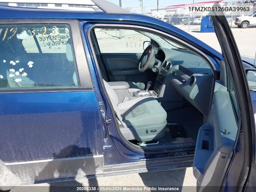 2006 Ford Freestyle Sel VIN: 1FMZK05126GA39963 Lot: 20208338