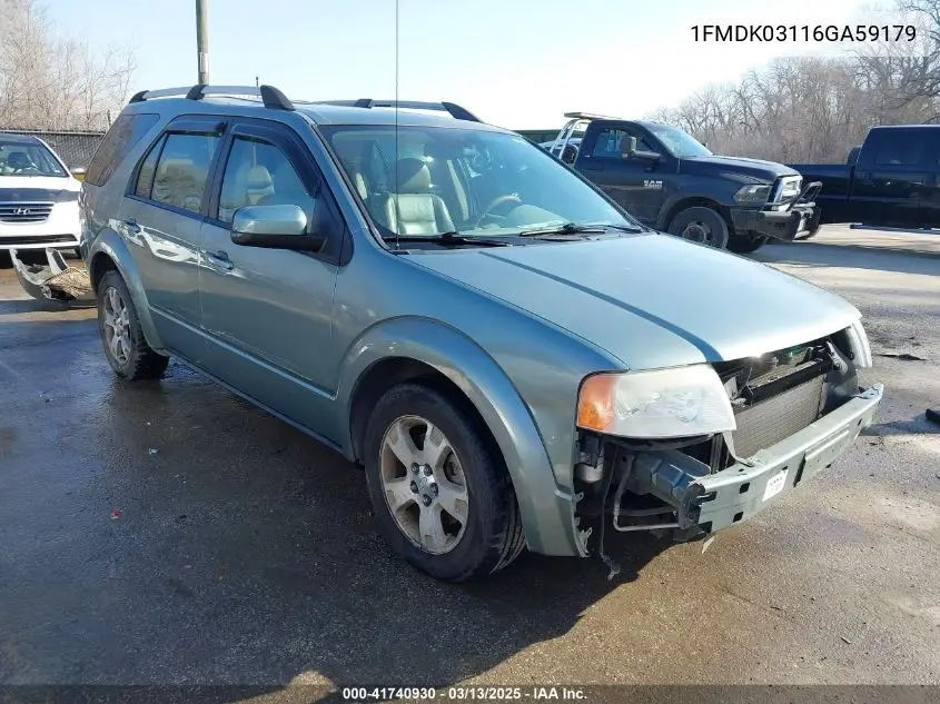 2006 Ford Freestyle Limited VIN: 1FMDK03116GA59179 Lot: 41740930