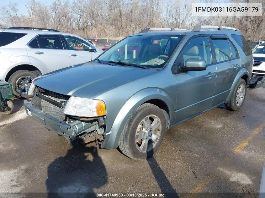2006 Ford Freestyle Limited VIN: 1FMDK03116GA59179 Lot: 41740930