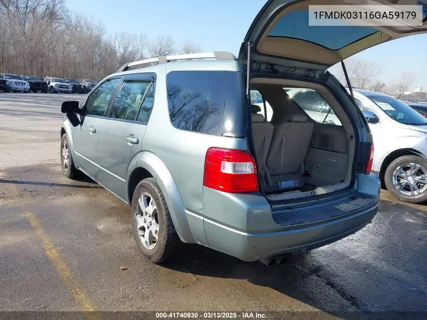 2006 Ford Freestyle Limited VIN: 1FMDK03116GA59179 Lot: 41740930