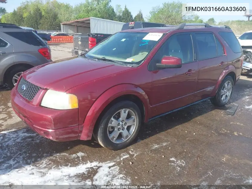 2006 Ford Freestyle Limited VIN: 1FMDK03166GA33600 Lot: 42045138