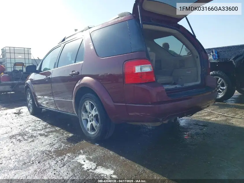 2006 Ford Freestyle Limited VIN: 1FMDK03166GA33600 Lot: 42045138