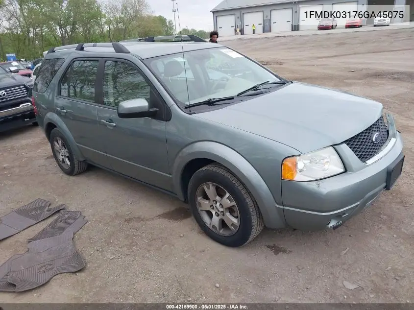 2006 Ford Freestyle Limited VIN: 1FMDK03176GA45075 Lot: 42159900