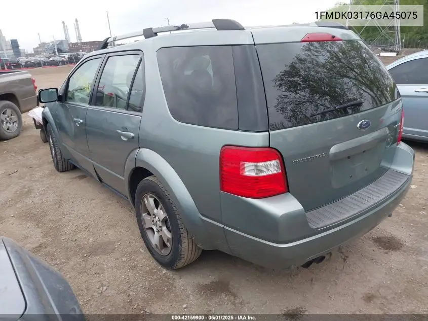 2006 Ford Freestyle Limited VIN: 1FMDK03176GA45075 Lot: 42159900