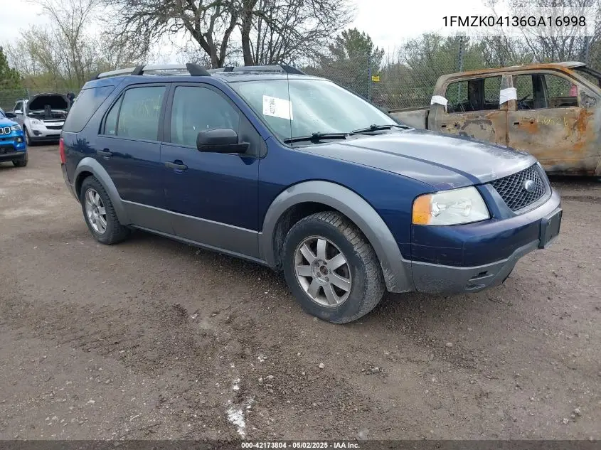 2006 Ford Freestyle Se VIN: 1FMZK04136GA16998 Lot: 42173804