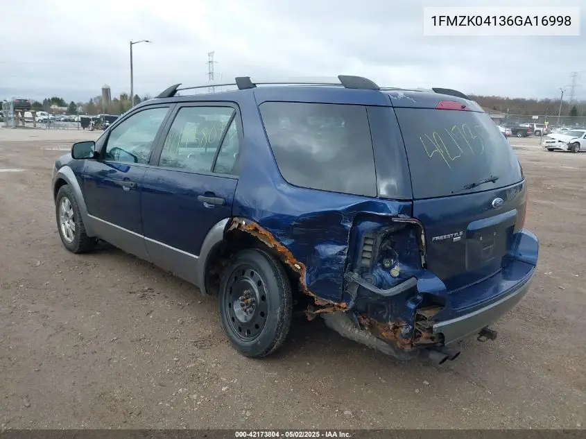 2006 Ford Freestyle Se VIN: 1FMZK04136GA16998 Lot: 42173804