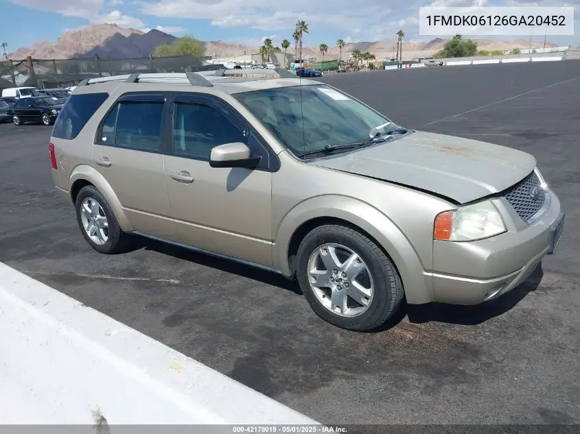 2006 Ford Freestyle Limited VIN: 1FMDK06126GA20452 Lot: 42178019
