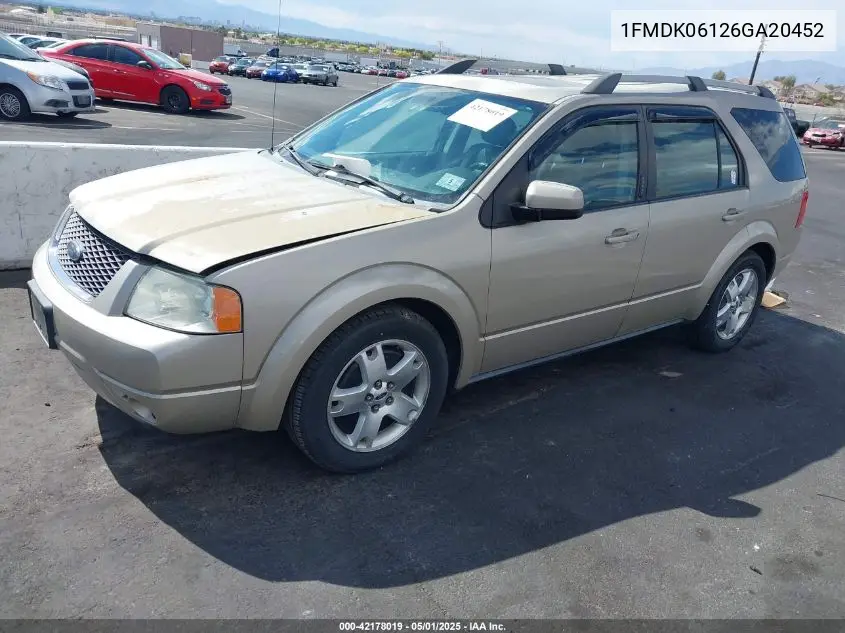 2006 Ford Freestyle Limited VIN: 1FMDK06126GA20452 Lot: 42178019
