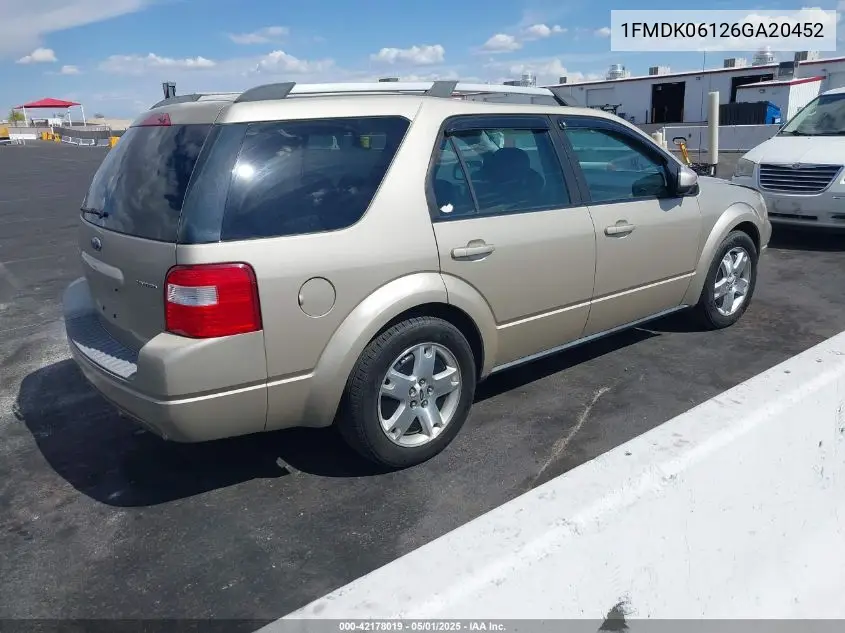 2006 Ford Freestyle Limited VIN: 1FMDK06126GA20452 Lot: 42178019