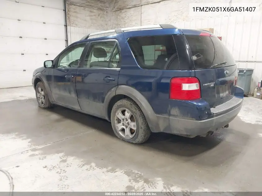 2006 Ford Freestyle Sel VIN: 1FMZK051X6GA51407 Lot: 42234312