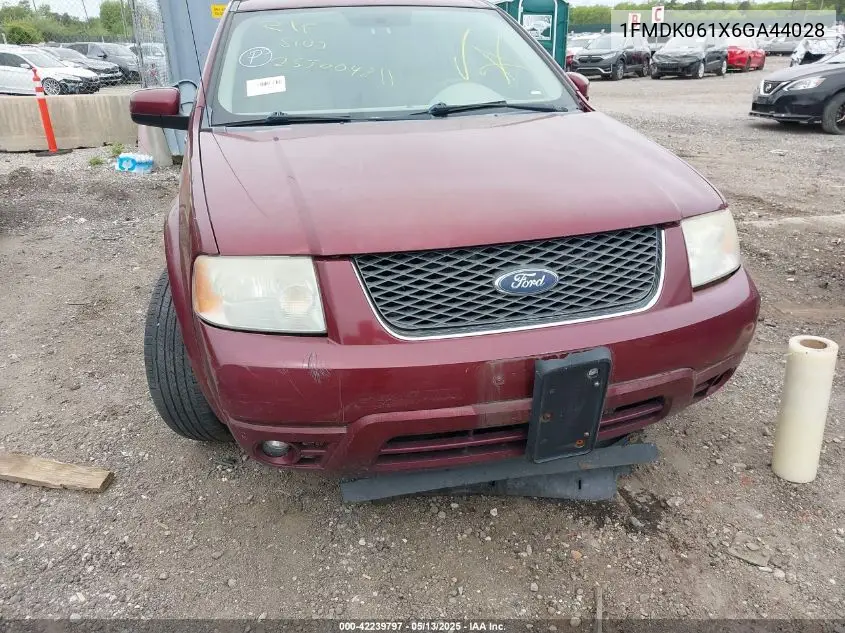 2006 Ford Freestyle Limited VIN: 1FMDK061X6GA44028 Lot: 42239797
