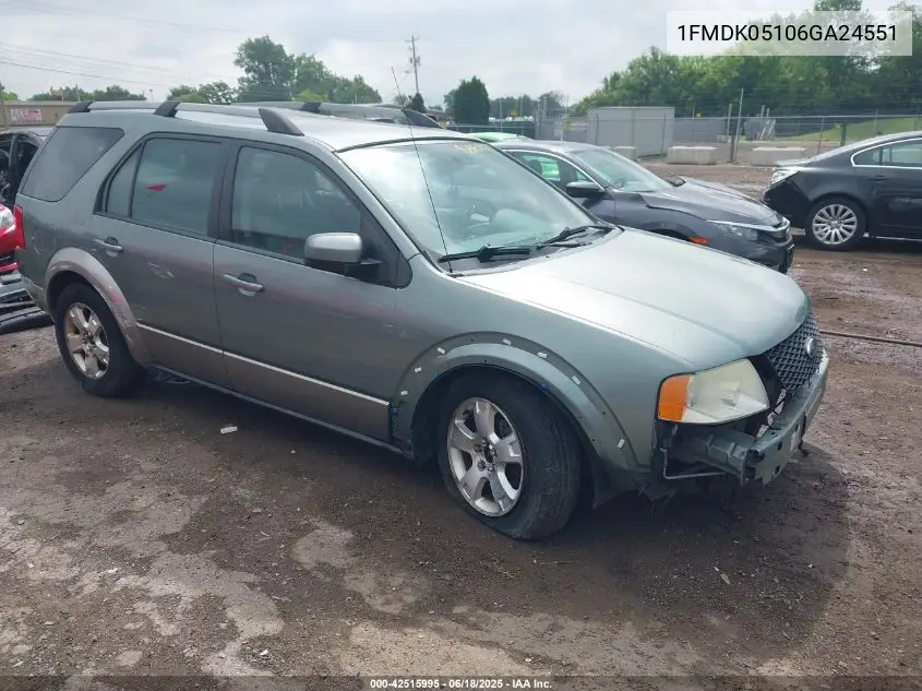 2006 Ford Freestyle Sel VIN: 1FMDK05106GA24551 Lot: 42515995