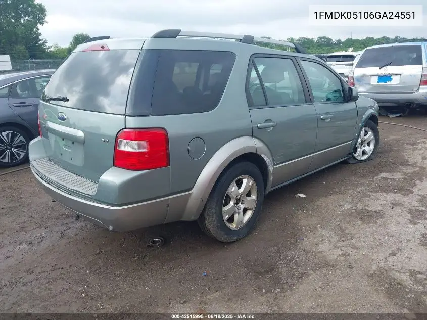 2006 Ford Freestyle Sel VIN: 1FMDK05106GA24551 Lot: 42515995