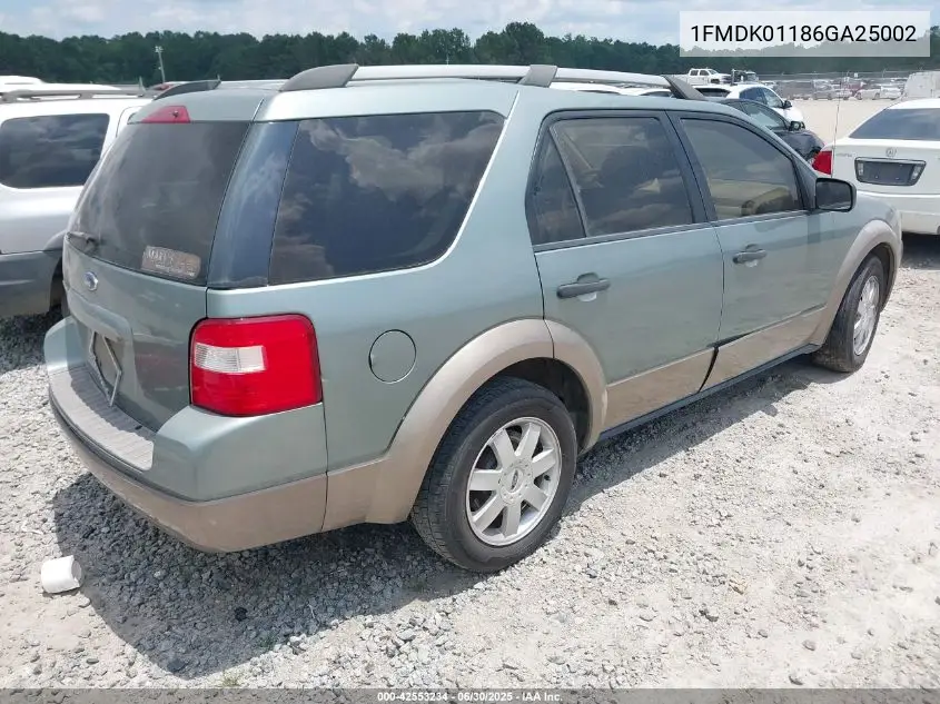 2006 Ford Freestyle Se VIN: 1FMDK01186GA25002 Lot: 42553234