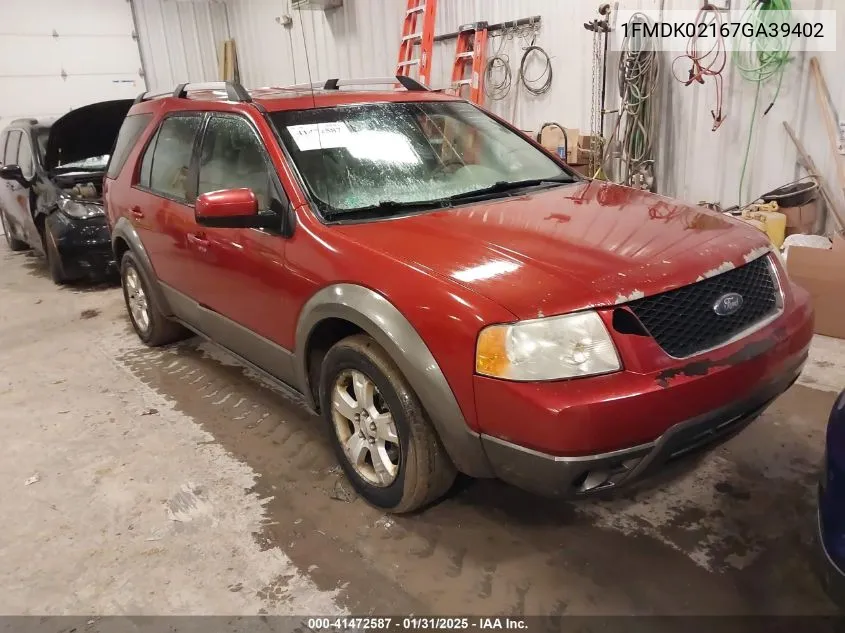 2007 Ford Freestyle Sel VIN: 1FMDK02167GA39402 Lot: 41472587