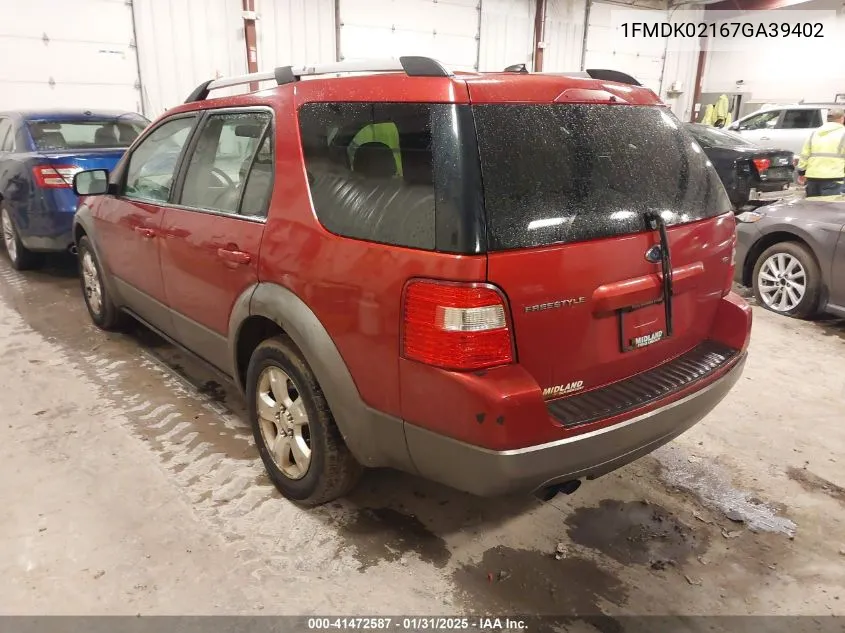 2007 Ford Freestyle Sel VIN: 1FMDK02167GA39402 Lot: 41472587