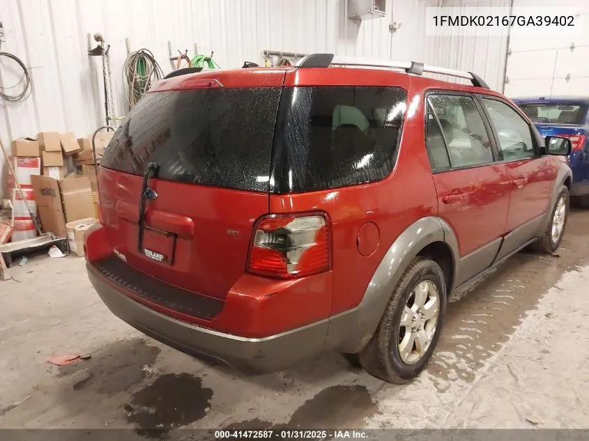 2007 Ford Freestyle Sel VIN: 1FMDK02167GA39402 Lot: 41472587