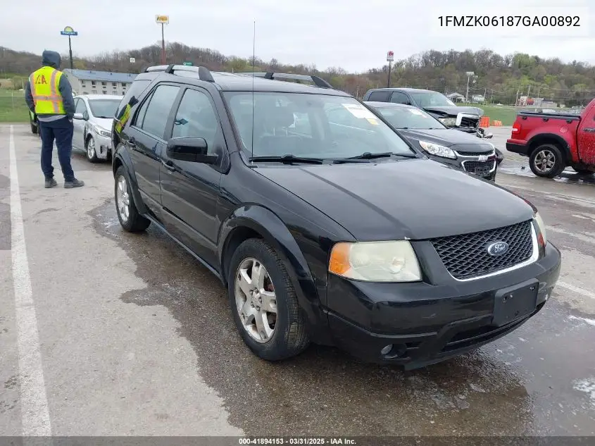2007 Ford Freestyle Limited VIN: 1FMZK06187GA00892 Lot: 41894153