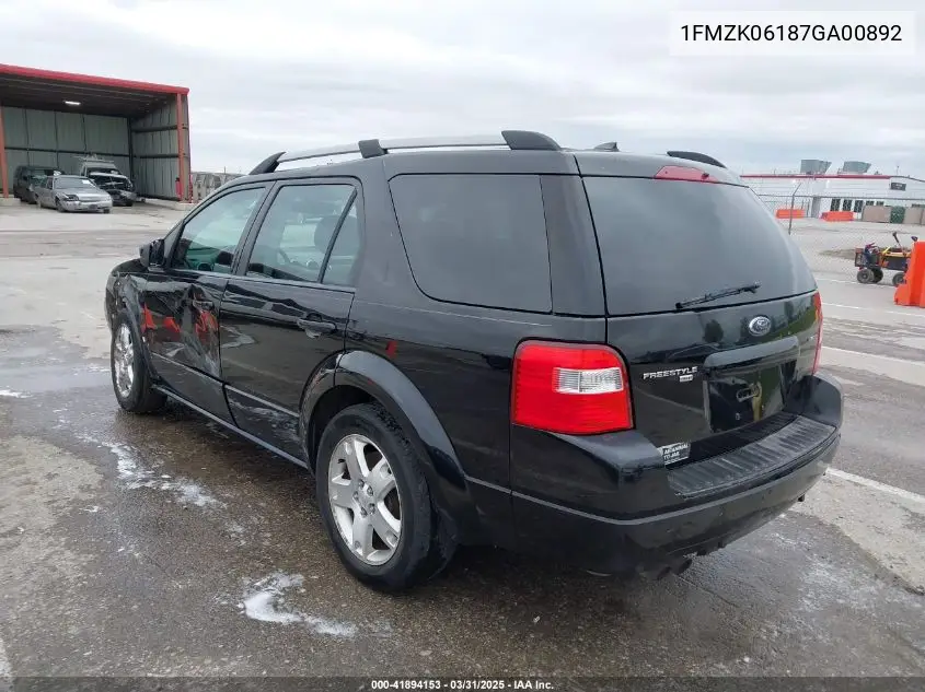 2007 Ford Freestyle Limited VIN: 1FMZK06187GA00892 Lot: 41894153