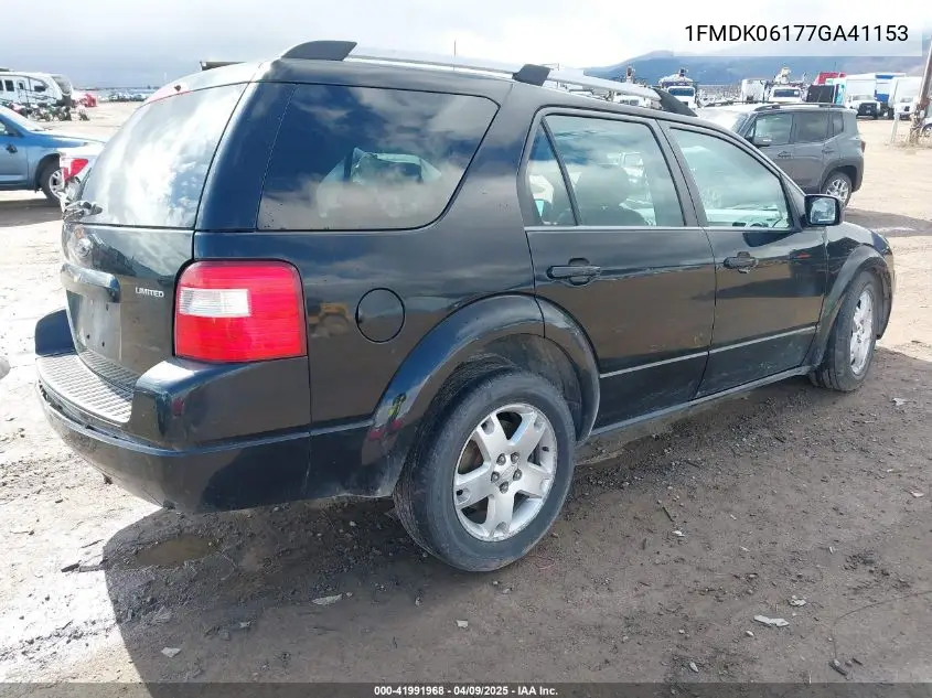 2007 Ford Freestyle Limited VIN: 1FMDK06177GA41153 Lot: 41991968