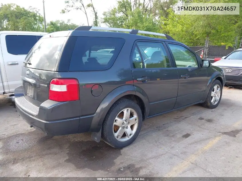 2007 Ford Freestyle Limited VIN: 1FMDK031X7GA24657 Lot: 42173921